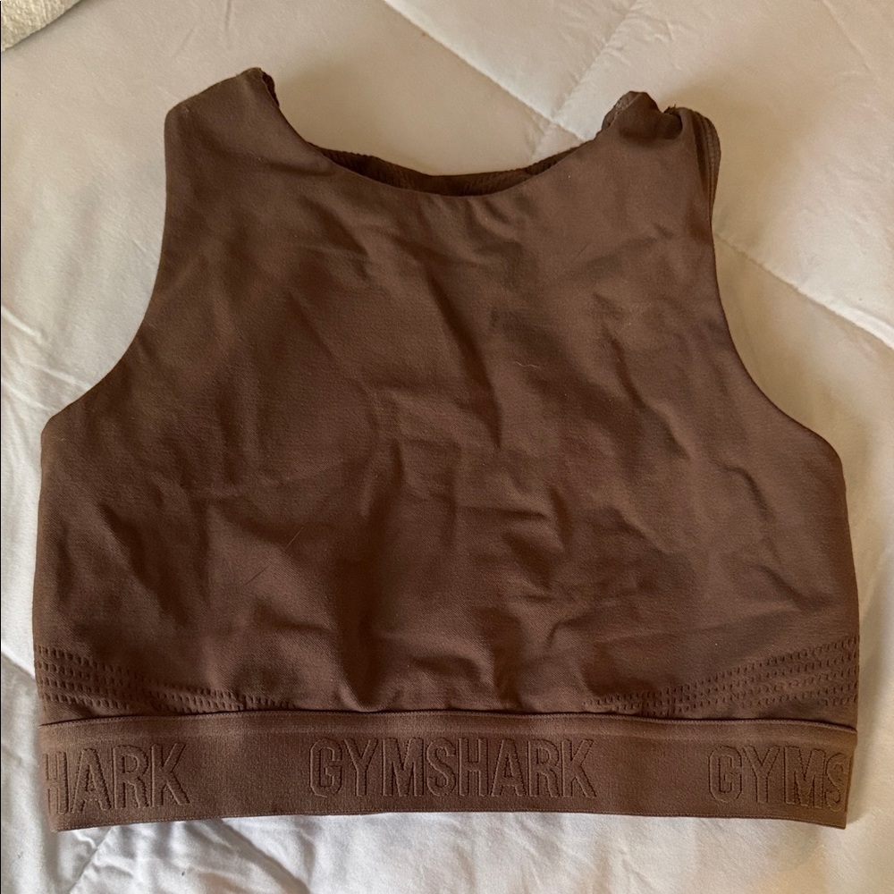 Gymshark Brown High Neck Seamless Sports Bra